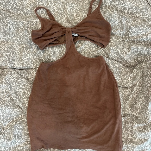 Brown Cut-Out Mini Dress - Picture 2 of 5